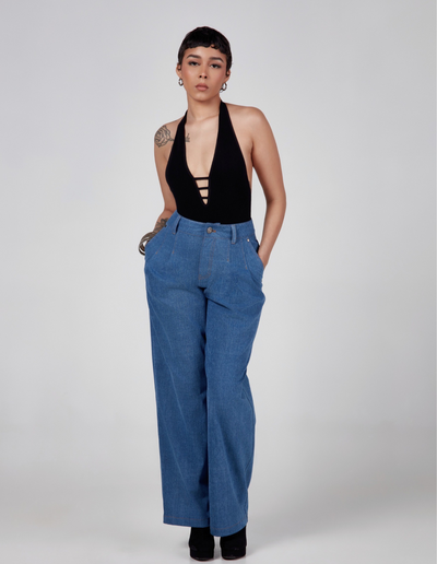 Relaxed Wide-leg Jeans - Blue