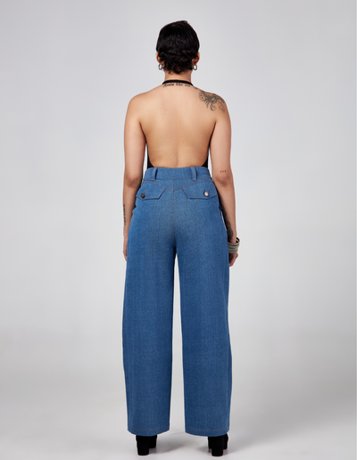 Relaxed Wide-leg Jeans -Mid Blue