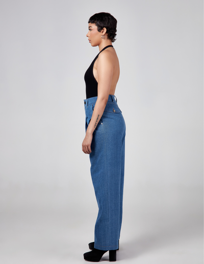 Relaxed Wide-leg Jeans - Blue