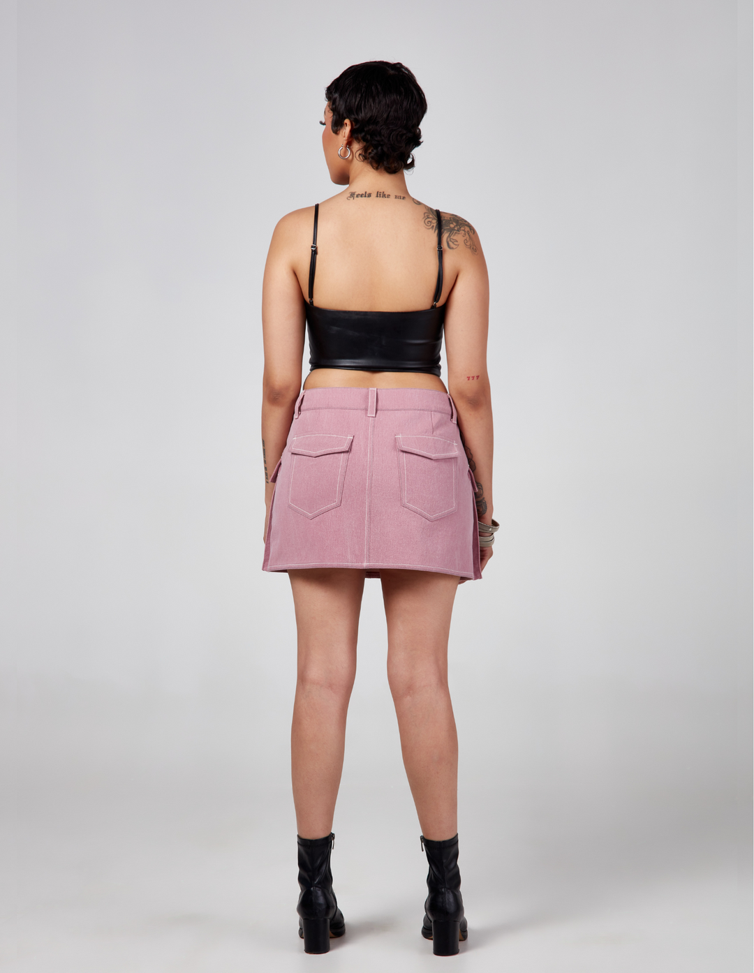 Low-rise Cargo Mini Skirt - Pink, Beige – chelec studios