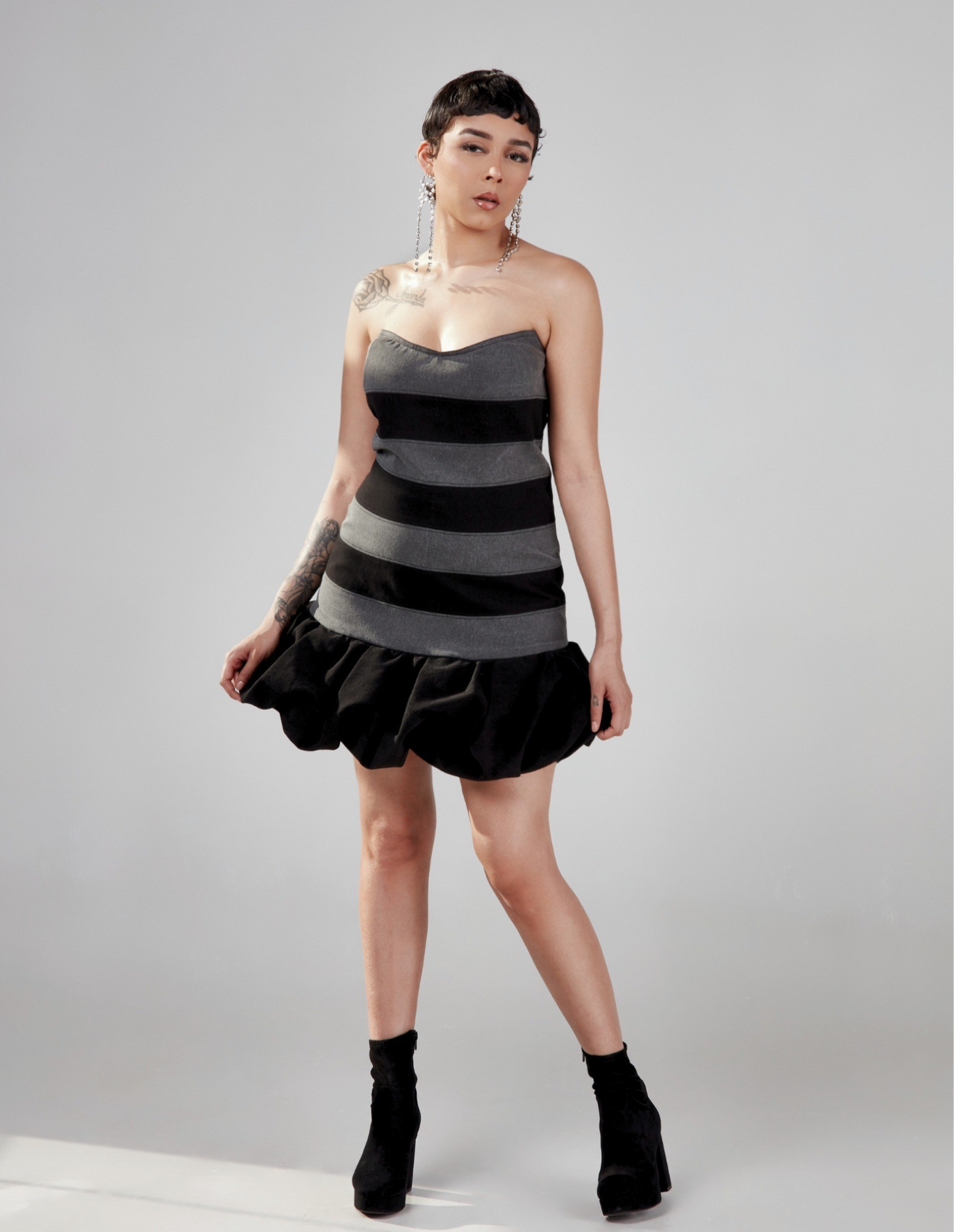 Voluminous Mini Dress - Black